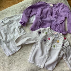 Set of Three Cardigans, Gymboree, Old Navy 6-12mo